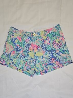 Lilly Pulitzer Tropical Coral Reef Print Shorts in Blue, Pink, Mint